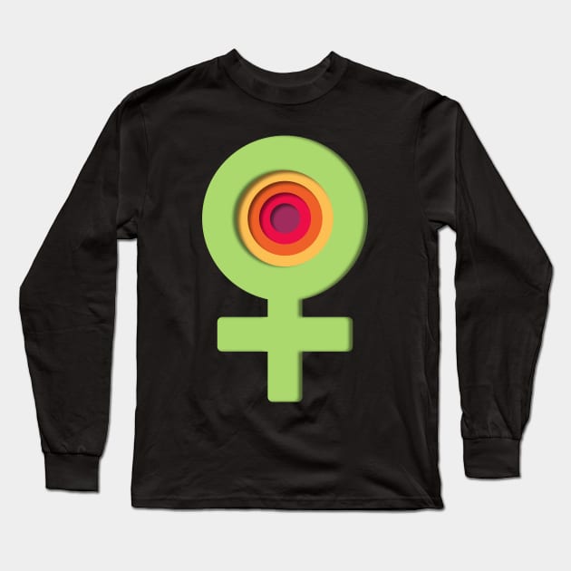 Colorful girl power flower design Long Sleeve T-Shirt by All About Nerds